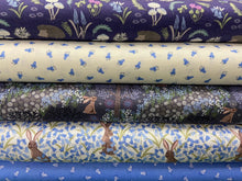 lewis & and irene bluebell wood reloved flowers floral scatter cream cotton fabric shack malmesbury