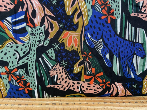 mystical gardens pip & lo cloud 9 fabrics jungle royals leopard animals viscose rayon fabric shack malmesbury