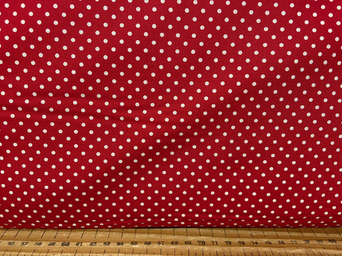 polka dot spot red 3mm fabric shack sewing quilting sew fat quarter cotton patchwork quilt