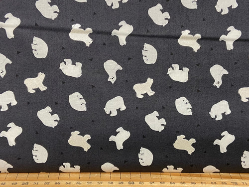small things polar animals lewis & and Irene polar bear dark grey cotton fabric shack malmesbury
