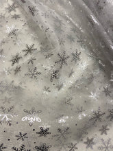 snowflake snow flake christmas frozen organza white silver metallic fabric shack malmesbury