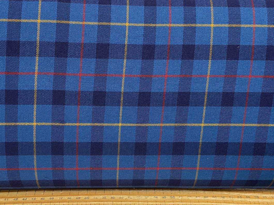 stretch tartans fabric shack malmesbury military blue check C8453