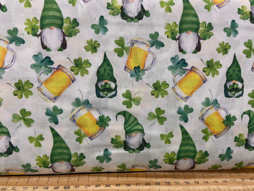 st saint patricks day happy pat shamrock beer ireland irish gnome leprechan extra wide cotton fabric shack malmesbury