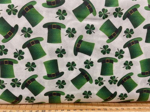 st saint patricks day happy pat shamrock beer ireland irish gnome leprechan  hat extra wide cotton fabric shack malmesbury