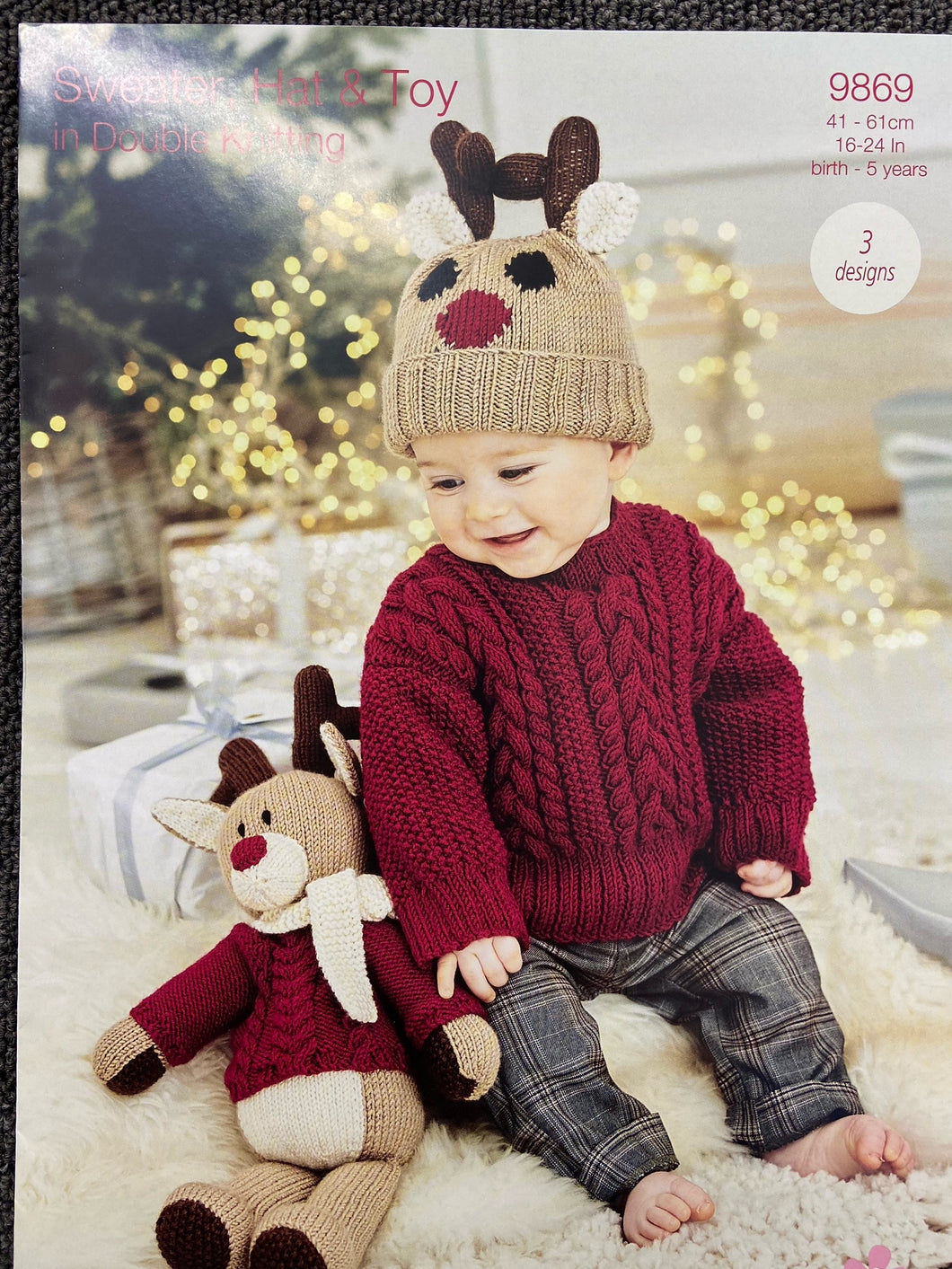 stylecraft special double knit dk kids baby bobble hat sweater jumper reindeer toy 9869 knitting pattern fabric shack malmesbury wool yarn knit