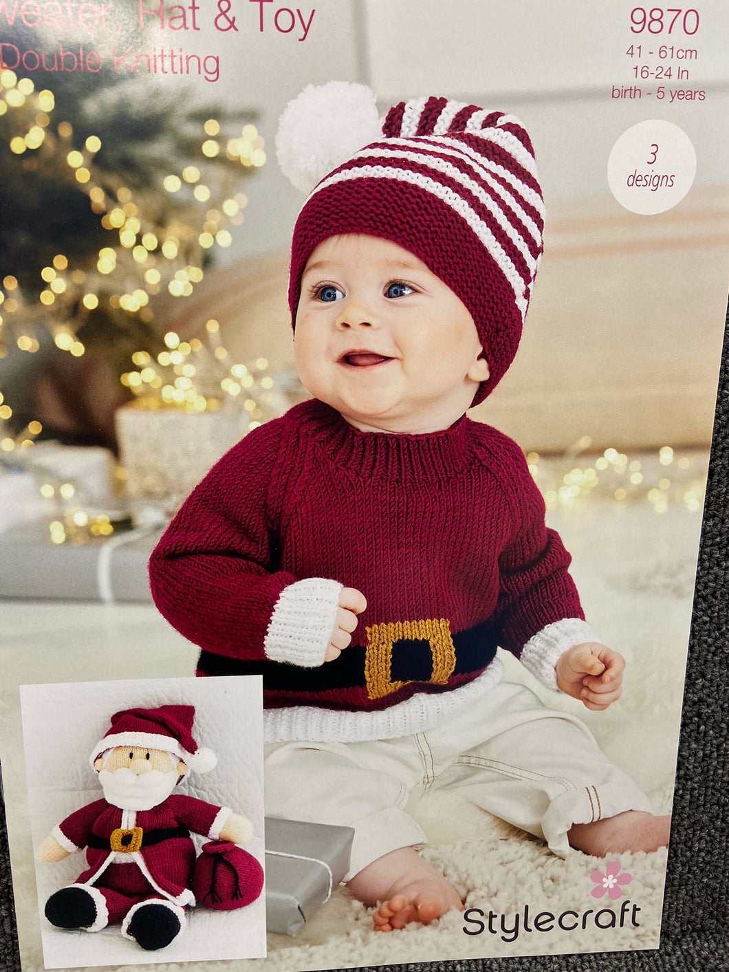 stylecraft special double knit dk kids baby bobble hat sweater jumper santa father christmas toy 9870 knitting pattern fabric shack malmesbury wool yarn knit