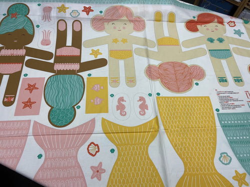 the sea and me stacy iest hsu moda mermaid bag toy doll panel seaside lobster seafood pink fish sea cotton fabric shack malmesbury 4