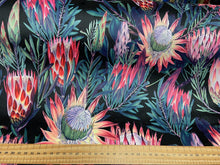 velvet crafty protea flowers floral black pink upholstery fabric shack malmesbury 2