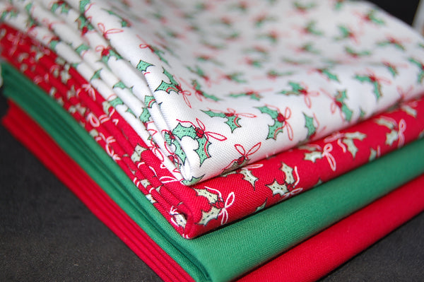Fabric Shack Bunny Hill Designs for Moda Sugar Plum Christmas Reindeer Rudolf Gingerbread Men Man Cany Cane Holly Christmas Holiday Cotton Fabric Fat Quarter Pack 4
