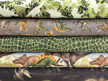 Dinosaur Trails for 3 Wishes Dino Scales Green Cotton Fabric by the 1/4 Metre*