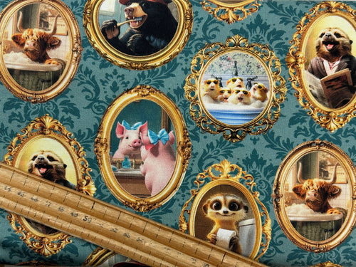 3 three wishes please seat yourself toilet bathroom all framed up teal cotton fabric jim baldwin shack malmesbury 2