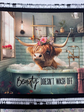 3 three wishes please seat yourself toilet bathroom highland cow meercat panel cotton fabric jim baldwin shack malmesbury 7