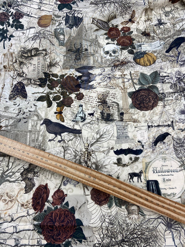 3 three sisters favourite favorite favorites collages haunted mansion goth gothic halloween cotton fabric shack malmesbury