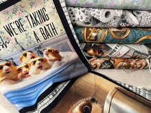 3 three wishes please seat yourself toilet bathroom highland cow meercat cotton fabric jim baldwin shack malmesbury