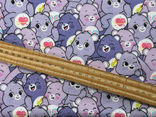 Camelot care bears nursery tv film Fabric shack malmesbury licensed Purple multi bears 