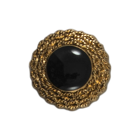 Carded Button Spinner Black gem with twisted gold trim 19mm code D Fabric shack Malmesbury B801-01267  