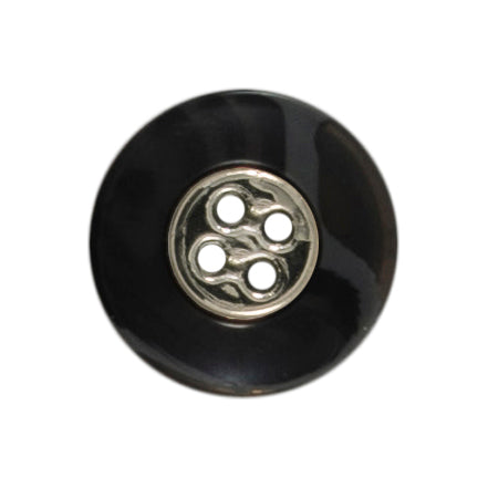 Carded Button Spinner Black marble effect button with detailed gold holes 18mm code C Fabric shack Malmesbury B801-01290  
