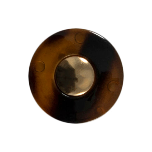 Carded Button Spinner Tortoiseshell effect button with gold centre 23mm code G Fabric shack Malmesbury B801-01270  