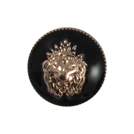 Carded Button Spinner silver with black button with gold lion head 20mm code L Fabric shack Malmesbury B801-01287  