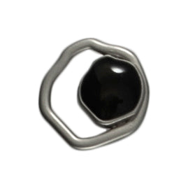 Carded Button Spinner silver with black stone 12mm code M Fabric shack Malmesbury B801-01250  