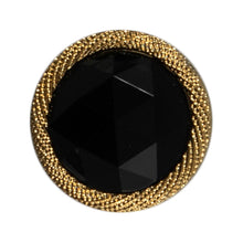 Carded Button Spinner Black gem with twisted gold trim 22mm code G Fabric shack Malmesbury B801-01264  