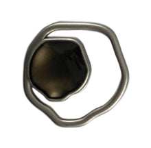 Carded Button Spinner silver with black stone 20mm code L Fabric shack Malmesbury B801-01255  