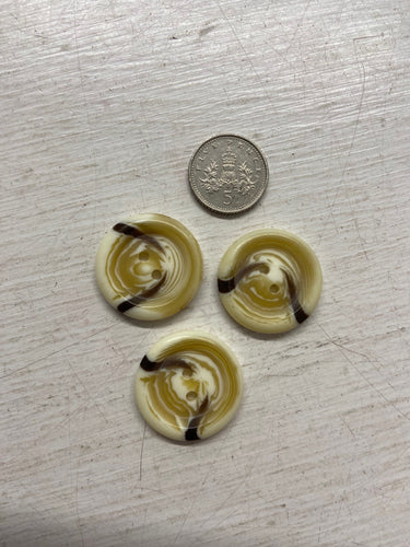 Cream & Brown Swirl Chunky 2 Hole button 23mm fabric shack malmesbury