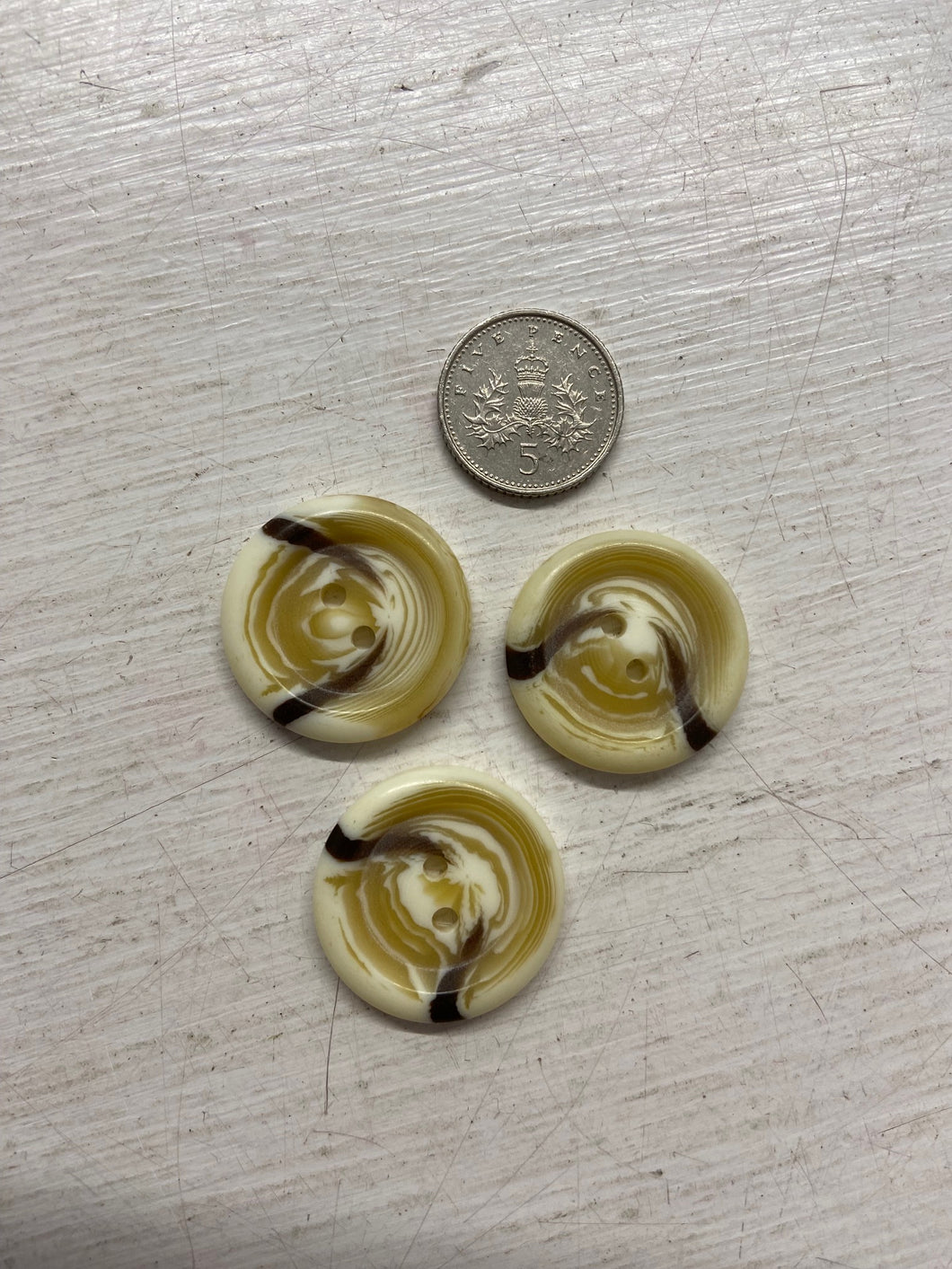 Cream & Brown Swirl Chunky 2 Hole button 23mm fabric shack malmesbury