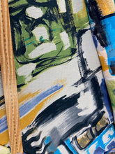 Crinkle Chiffon Jane Fabric Shack Malmesbury Abstract Blue Yellow Green 2