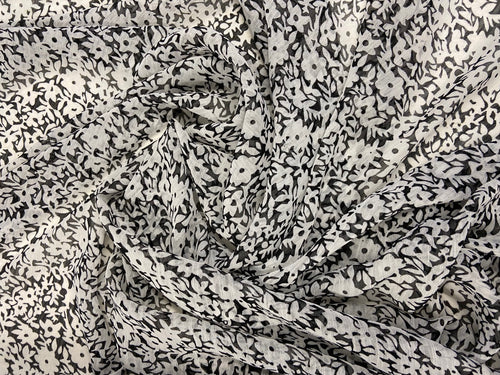 Crinkle Chiffon Lucy fabric Shack Malmesbury Monochrome Floral 2