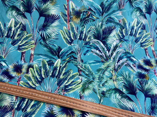 Digital Print Velvet Palm Springs Duck Egg Blue Fabric Shack Malmesbury