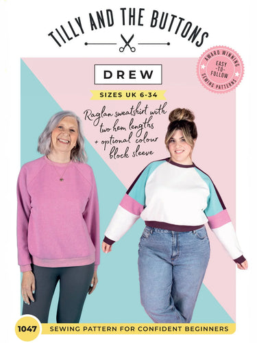 Drew Sweatshirt dress sewing pattern tilly and the buttons fabric shack malmesbury dress making 2
