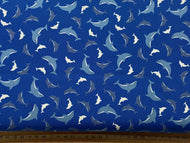 LEWIS AND IRENE OCEAN GLOW UNDER THE SEA GLOW IN THE DARK FABRIC SHACK MALMESBURY dolphins blue