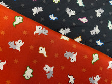 Lewis & Irene Castle Spooky Glow in the Dark Ghosts Orange Cotton Fabric by the 1/4 Metre*