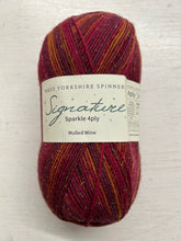 west yorkshire spinners signature 4 ply wool yarn bluefaced leicester sock sparkling sparkle mulled wine burgundy 1295 fabric shack malmesbury