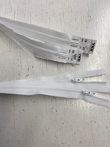 YKK Closed Zip White 501 22 inch 56cm fabric shack malmebury