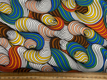 adrienne leban freespirit free spirit biogeo energy swirl trip trippy pattern orange blue swirl white cotton fabric shack malmesbury