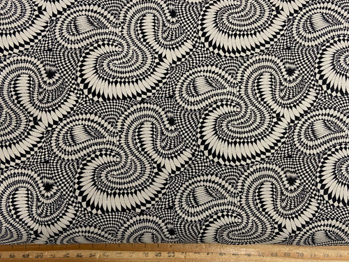 Adrienne Le Ban For Free Spirit BioGeo Energy Swirl Black & Tan (031) Cotton Fabric by 1/4 Metre*