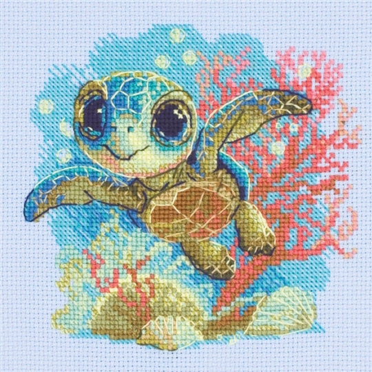aine baby sea turtle cross stitch crosstitch kit fabric shack malmesbury ssn52142-1