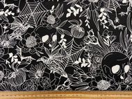 alli moda noir halloween gothic flowers ghost Cobwebs Crows & Skulls Midnight Ghost black cotton fabric shack malmesbury