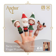 anchor crochet kit amigurumi christmas santas village elf reindeer father christmas finger puppet characters ameskeria fabric shack malmesbury