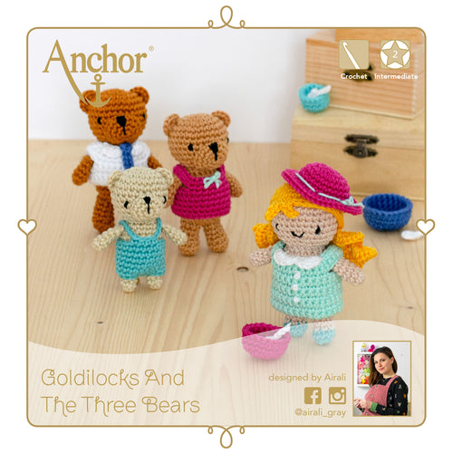 anchor crochet kit amigurumi goldilocks and the three bears airali gray fabric shack malmesbury