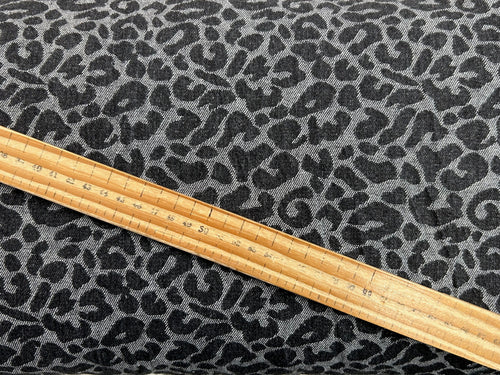 animal print black denim washed jacquard cotton fabric shack malmesbury