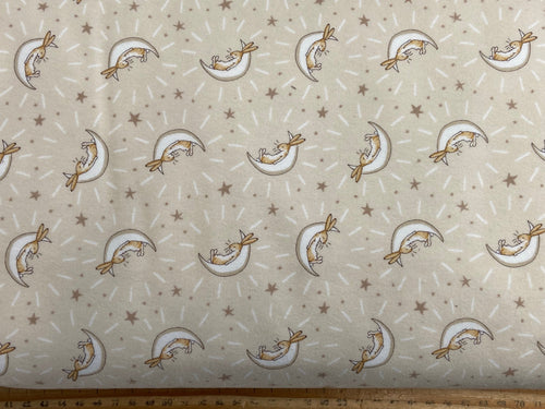 anita jeram clothworks guess how much I love you brushed cotton flannel cream moon hare rabbit bunnie moon fabric shack malmesbury