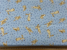 anita jeram clothworks guess how much I love you cotton blue rabbit hare bunnies fabric shack malmesbury