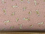 anita jeram clothworks guess how much I love you cotton rose pink rabbit hare bunnies fabric shack malmesbury
