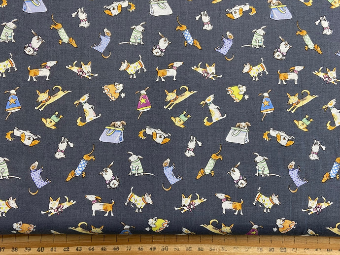 anita jeram clothworks a day in the park dog pup puppy dogs westie irish wolfhound ball treats cotton fabric shack malmesbury