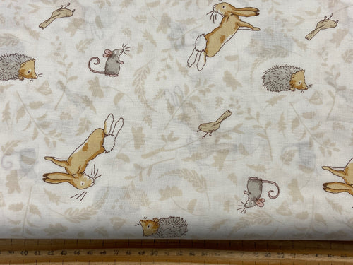 anita jeram clothworks guess how much I love you cotton white mouse hare rabbit bunnie hedgehog fabric shack malmesbury