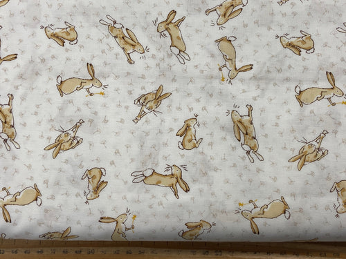 anita jeram clothworks guess how much I love you cotton white rabbit hare bunnies fabric shack malmesbury