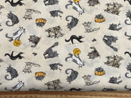 anita jeram clothworks halloween parade cat natural cotton fabric shack malmesbury